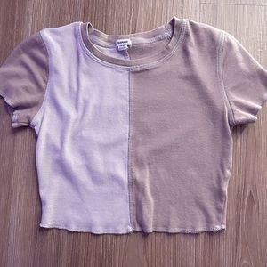 Half white half beige crop top